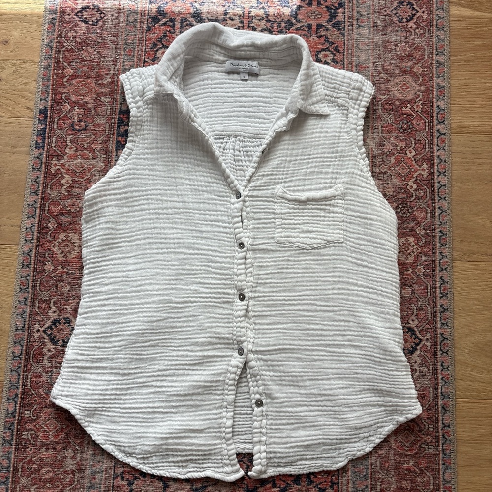 Michael Stars White Button-Up Tank